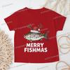 Merry Fishmas Print Christmas T-shirts Short Sleeve Boys Girls Fashion Christmas Clothes Cartoon Hip Hop Wild Xmas Tees