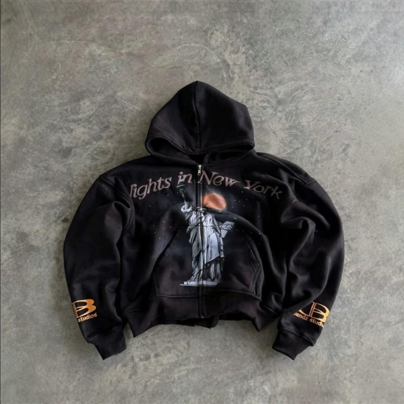 Unisex Oversized Streetwear Hoodie Black Abstract Digital Print Loose Fit Casual Pullover Men Women