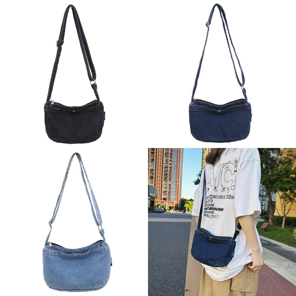 Casual Denim Mini Shoulder Bag With Inner Zipper Pocket For Daily Use