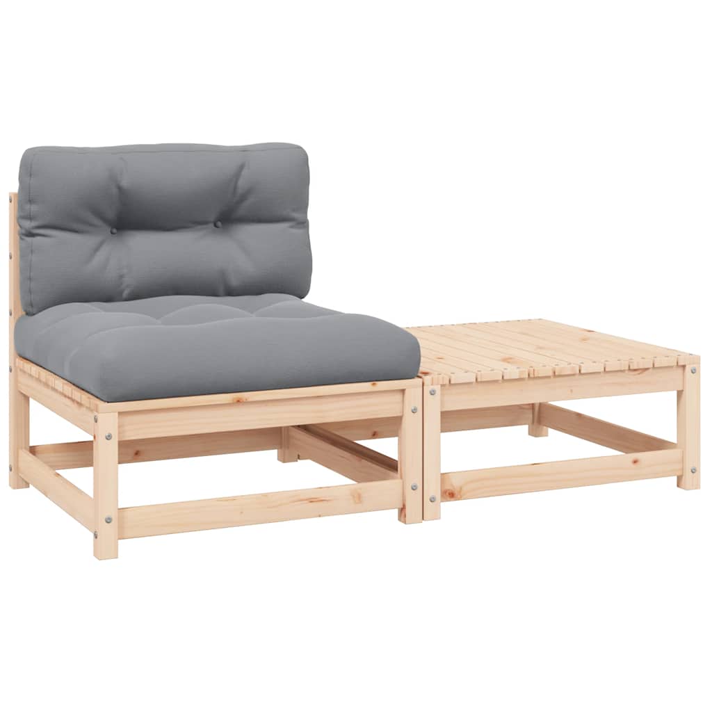 2 Piece Garden Lounge Set with Cushions Solid Pine Wood