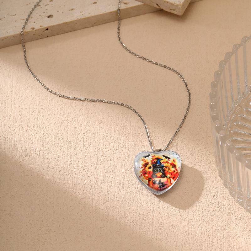 Модный кулон-кристалл в форме сердца Простое милое колье из серии «Кошки» для женщин