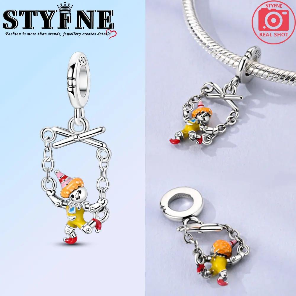 Anniversary Halloween Series Copper Circus, Clowns & Tickets Triple Dangle Charm Fits 3Mm Bracelet Funny Joker Beads Jewelry