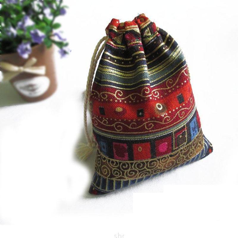 Очаровательные мешочки, 1 шт., льняные мешочки с бантом, цветные льняные сумки на шнурке, ювелирные подарочные сумки, племенные племена