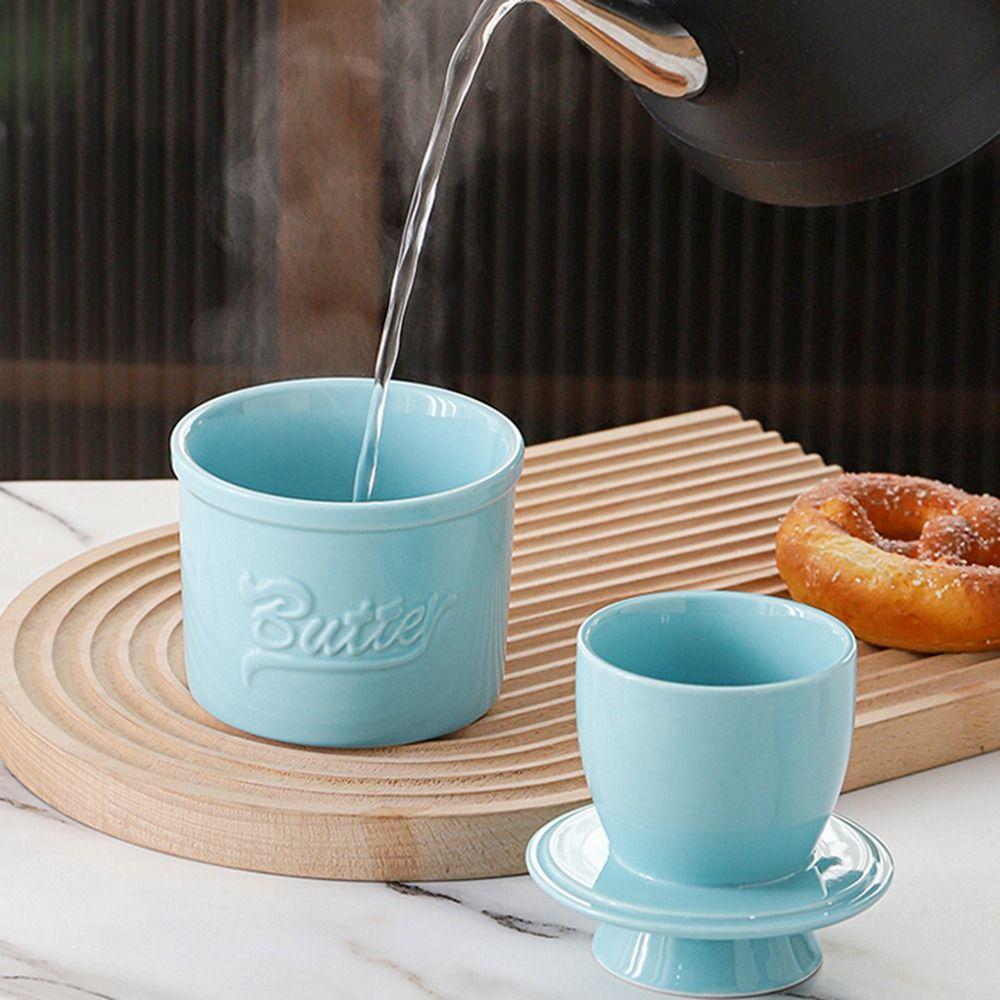 Glossy Finish Ceramic Butter Dish Handmade Butter Holder Easy To Clean Butter Bell Crock Home
