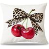 Strawberry Bow Decorative Pillowcase - 18x18 Inch Throw Pillow Covers Coverstrawberry Room Decor, Sweet Gift for Girls & Teens