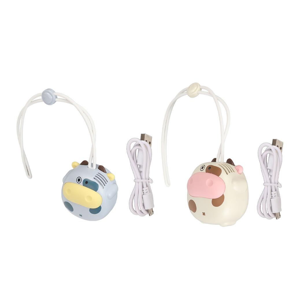 Мини-веер на шею с зарядкой от USB, без лопастей, в форме коровы, с регулируемым шнурком