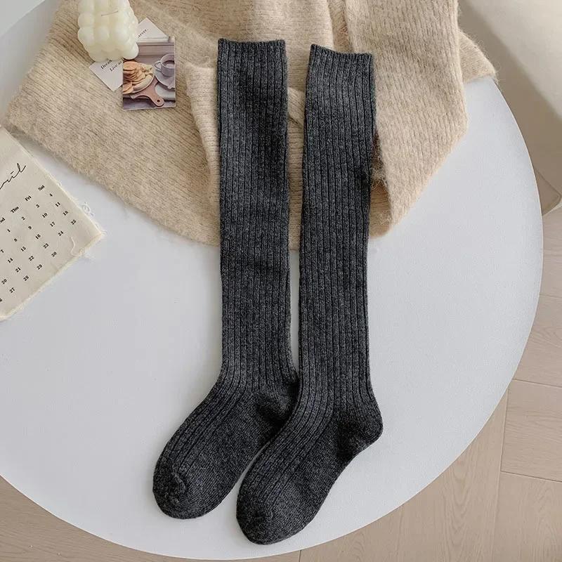 Чулки женские осенне-зимние толстые теплые гольфы женские чулки шерстяные кашемировые термо женские однотонные длинные носки чулки