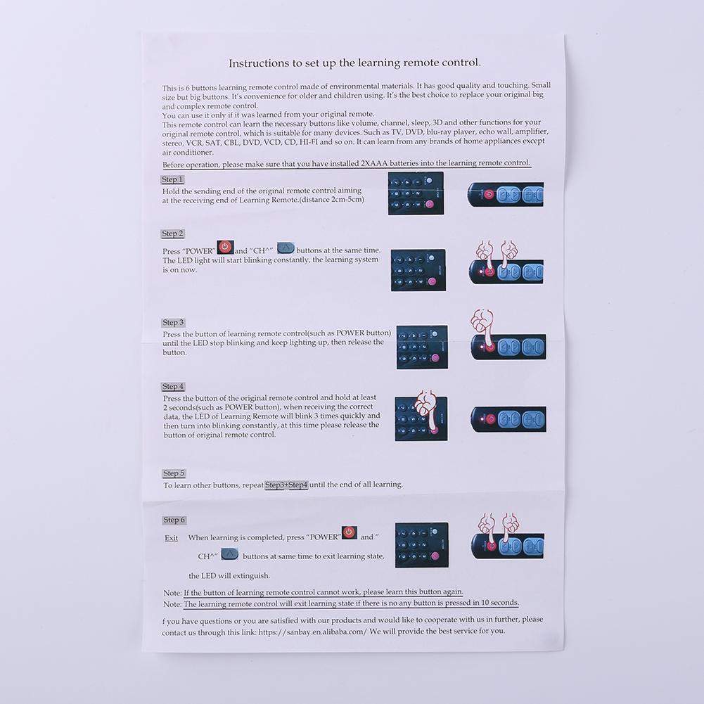 Универсальный пульт дистанционного управления для телевизора STB DVD DVB HIFI Профессиональный 6-кнопочный обучающий переключатель Гаджеты Аксессуары для телевизора