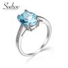 SODROV Классические ювелирные кольца с морским синим кристаллом и цирконом для женщин