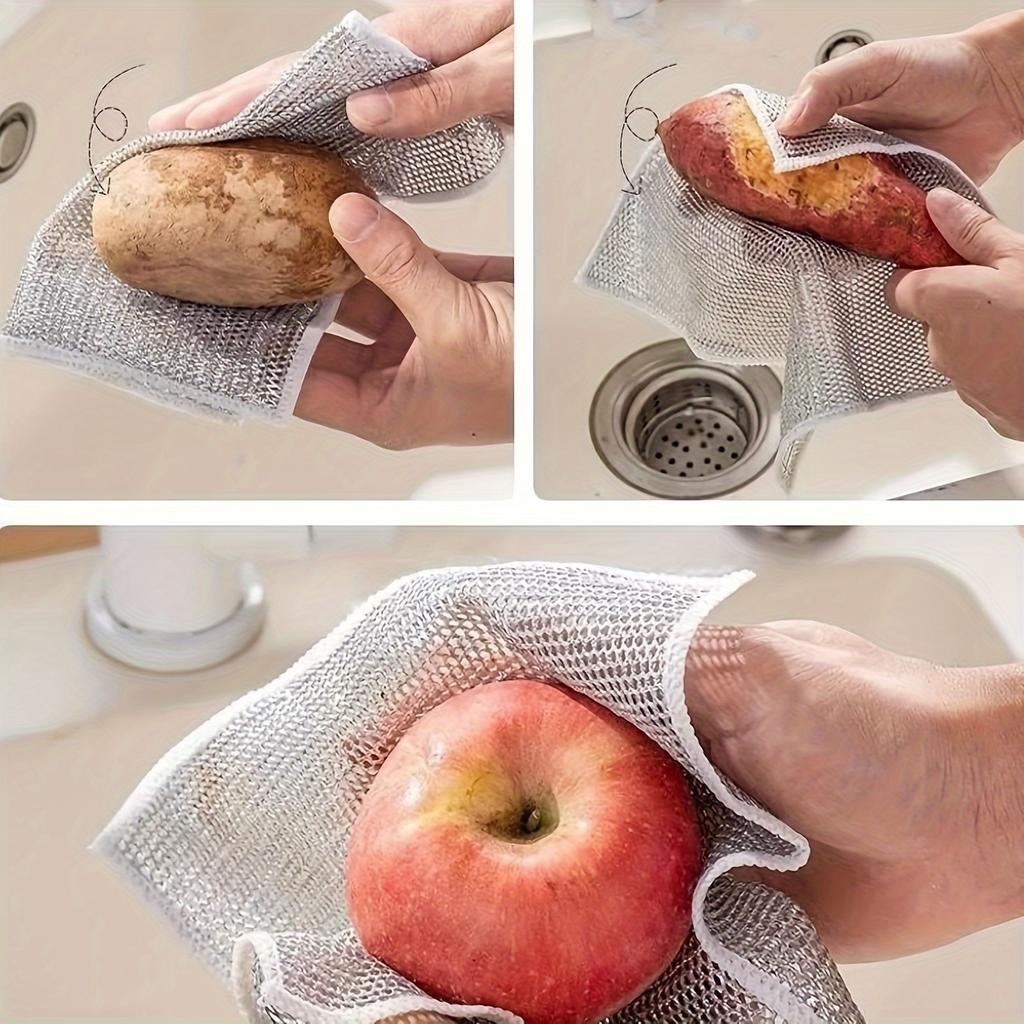 Magic Cleaning Cloth Metal Silver Wire Rags Kitchen Dish Pot Wash Dishing Cloths Towel Clean Tools
