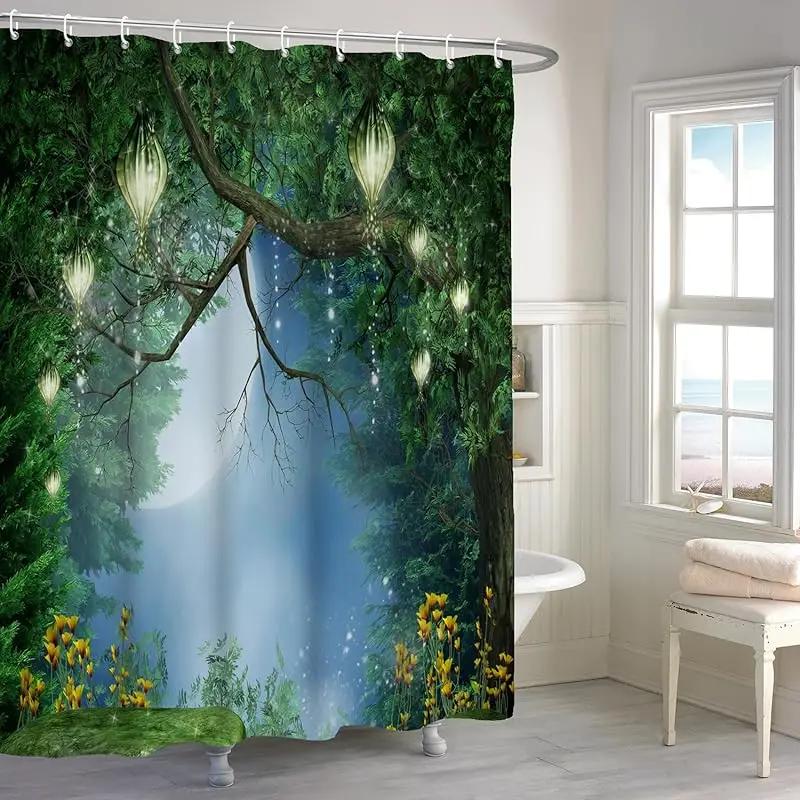 Занавеска для ванной «Зачарованный лес» - Высококачественный водонепроницаемый и устойчивый к плесени декор для ванной комнаты для волшебной домашней атмосферы