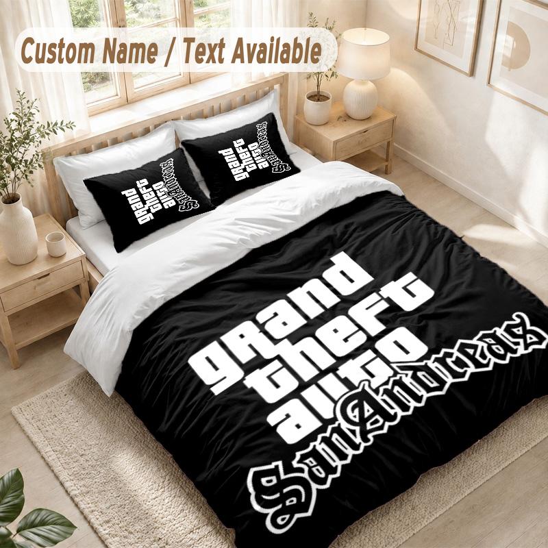 Grand Theft Auto Bedding Set, 1 Duvet Cover & 2 Pillowcases Soft Comfortable Bedroom Home Textile Decor
