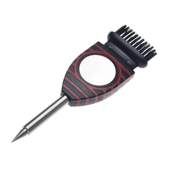 Щетка для чистки клюшки для гольфа, двусторонняя гибкая щетина, острый наконечник, нержавеющая сталь, вал для гольфа, канавка, скруббер, инструмент для очистки, аксессуары для гольфа