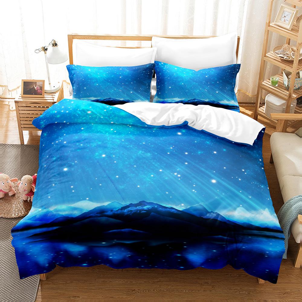 Домашний текстиль Звездный узор Три предмета Цифровая печать Простыня Пододеяльник Комплект
