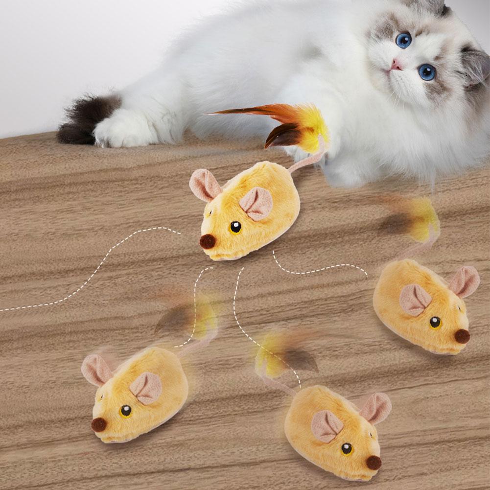Игрушки для кошек с движущейся мышью, электронные пищащие игрушки для кошек, движущаяся игрушка-мышь, игрушка-мышь для котенка, для занятий в помещении/на улице