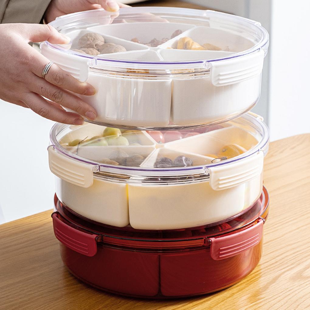 Разделенный поднос с крышкой, круглый контейнер для закусок, конфет, закусок, орехов, сахара, арахиса, блюдо для дома, гостиной, ресторана