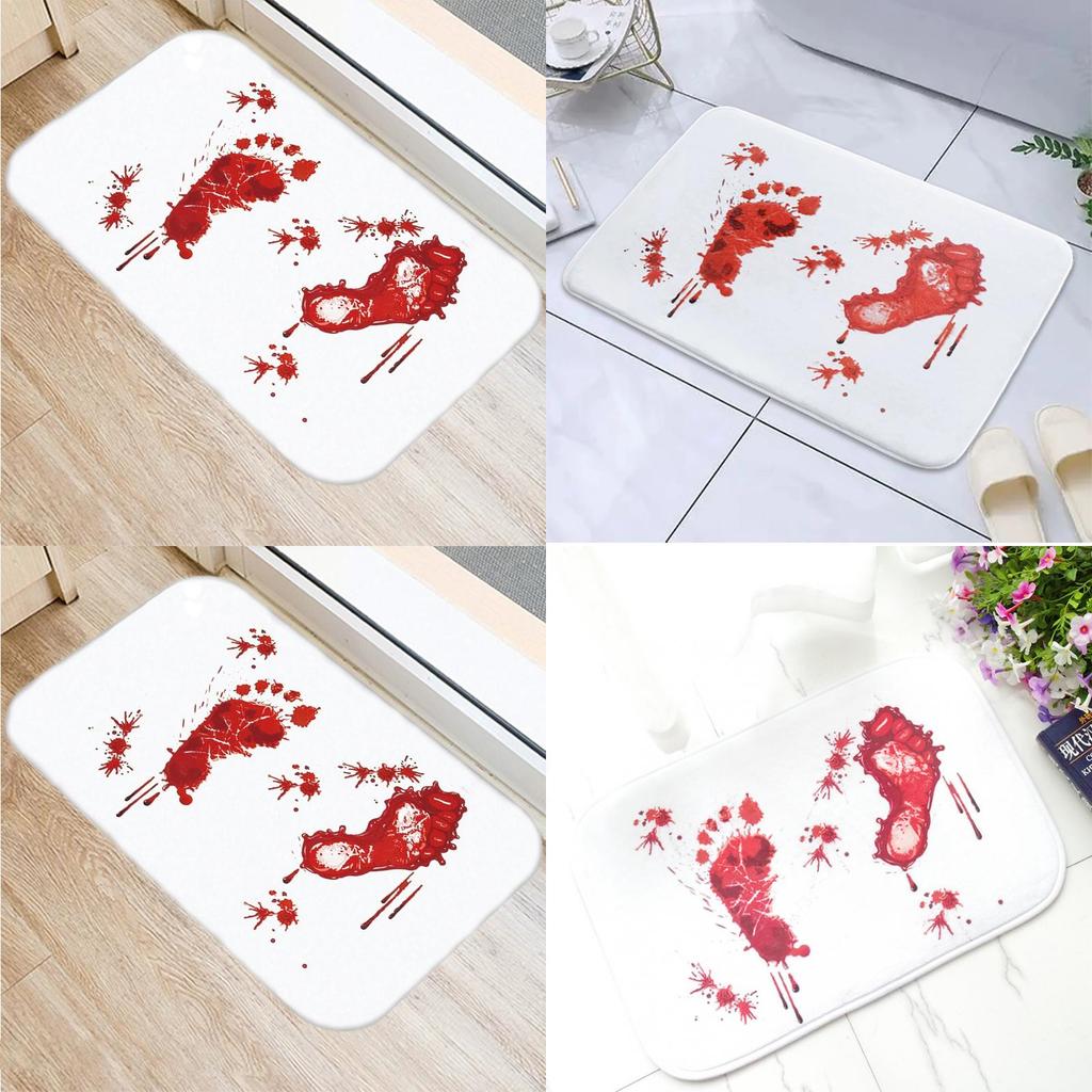 Halloween Cartoon Door Mat With Blood Footprint Pattern For Home Entryway Decor