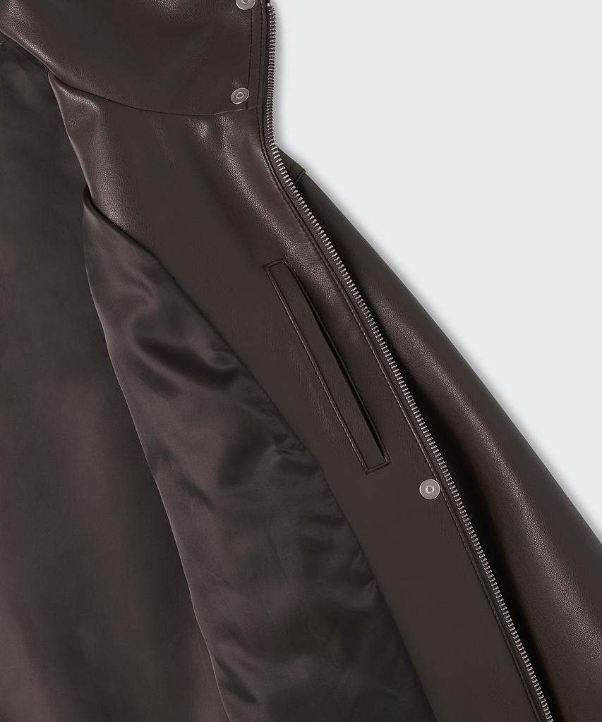 MUSINSA STANDARD WOMAN Женская куртка-блузон с высоким воротником из синтетической кожи [Коричневый]