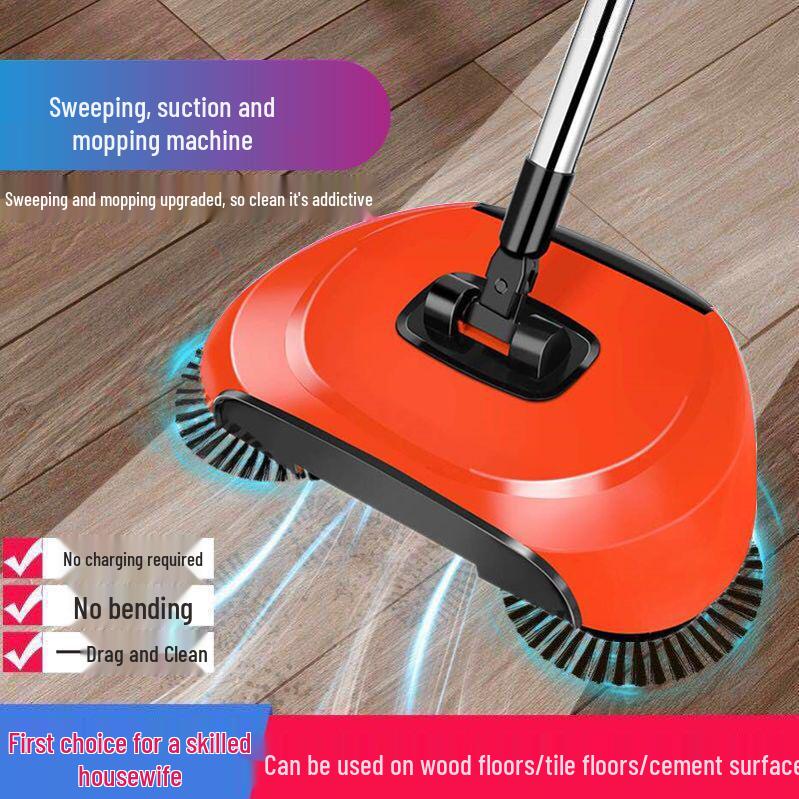 Push Sweeper: Lazy Mop & Vacuum Broom in Red, Blue, Purple