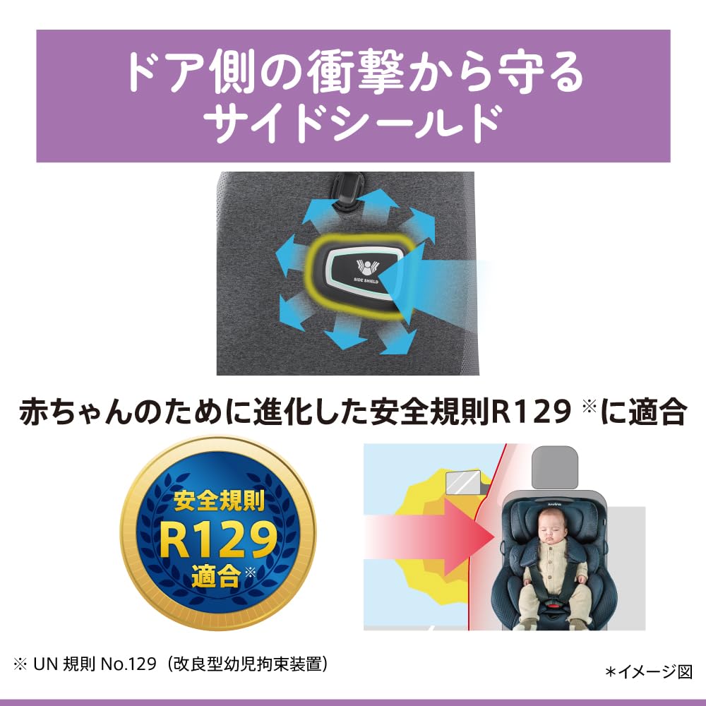 Aprica 2186891 Детское кресло ISOFIX Kururirap для новорожденных и детей до 4 лет, совместимое с сиденьем R129, фиксированное, легкое, старое, вращающееся, (Ночной серый)