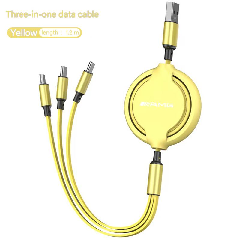 VFO1 3 In 1 Charging Data Cable USB Type-C Car Charger Head Auto Interiors For Mercedes Benz AMG A/B/C/E/S Class GLE C200L W220 W211