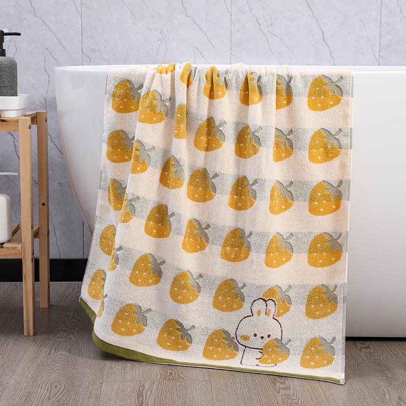 Luxury Yarn-Dyed Jacquard Cotton Bath Towel - Soft, Absorbent, Thick, and Large