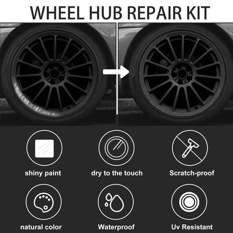 Wheel Rim Repair Kit Automotive Black Alloy Wheel Rims Paint Fill Pen Set Car Wheel Repair Quick Dry Coverage For Black Tire Rim