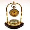 Nautical Maritime Brass Desk Clock with Compass - Antique Finish Home Decor (8.9 X 7.62 X 14.0 Cm)
