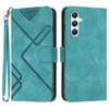 For Samsung Galaxy A34 5G Wallet Case Line Imprinted PU Leather Phone Cover with Strap