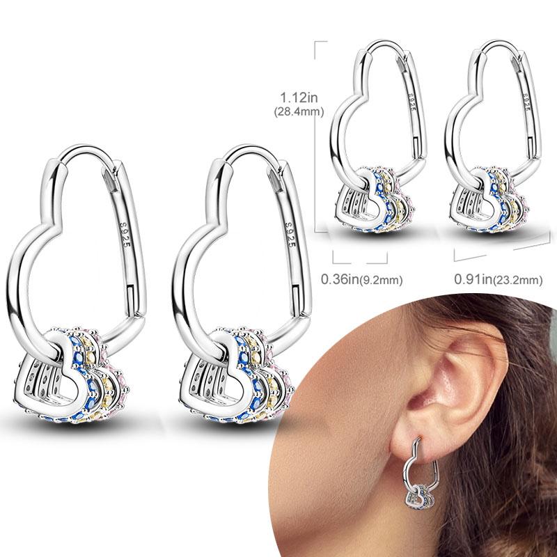 925 Sterling Silver Hoops Earrings Hypoallergenic Hoops Earrings with Zirconia Fashion High Quality Jewelry for Women Girls