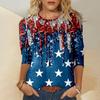 Fall New Designer Women's Long Sleeves T-shirts Fashion Funny United States Flag Print Loose Cotton Women Clothes Trend Pullover