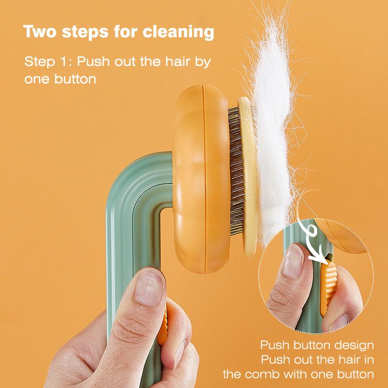 Custom Self-Cleaning Pet Hair Remover Comb Pumpkin Dog/Cat Bath Slicker High Shedding Massage Plastic Grooming Brush