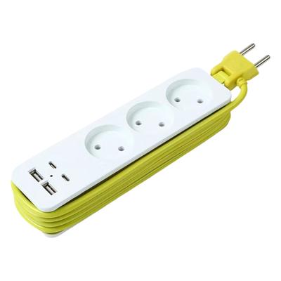 Портативные удлинители на 3 розетки с двойным портом USB Type-C для быстрой зарядки, разветвитель розеток, адаптер розетки питания