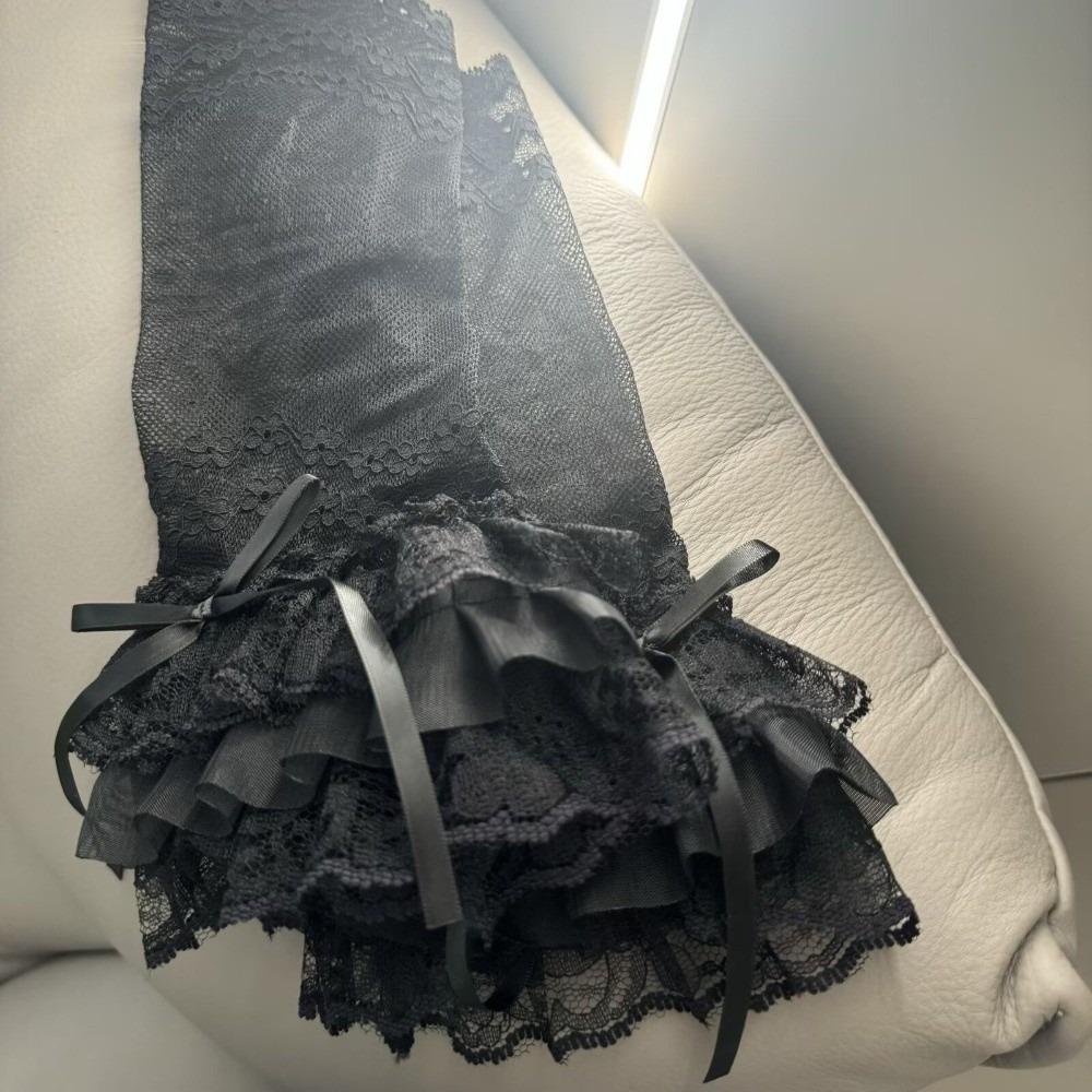 Ruffled Mesh Gloves Lace Cuff Lolita Gloves Birthday Party Fingerless Gloves Halloween