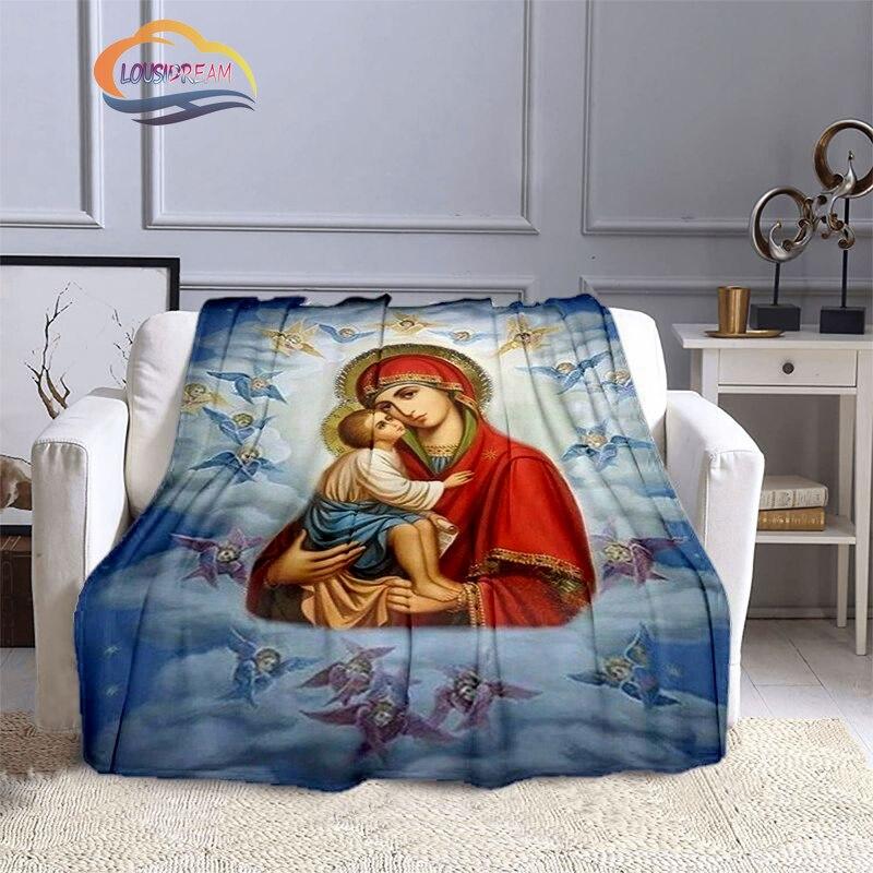 Одеяла с 3D принтом Христа Пресвятой Девы Марии, модные фланелевые кашемировые одеяла, модные религиозные мягкие покрывала, диванные одеяла