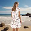 Женские платья с коротким рукавом и V-образным вырезом с цветочным принтом Свободные повседневные пляжные платья в стиле темперамент