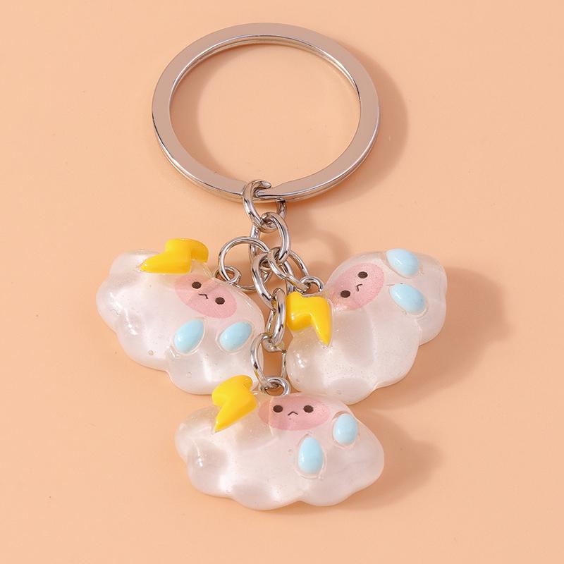 Cute Resin Cartoon Cloud Keychain for Women Girls Sun Moon Keyring Pendants Handbag Accessories DIY Handmade Jewelry Gifts
