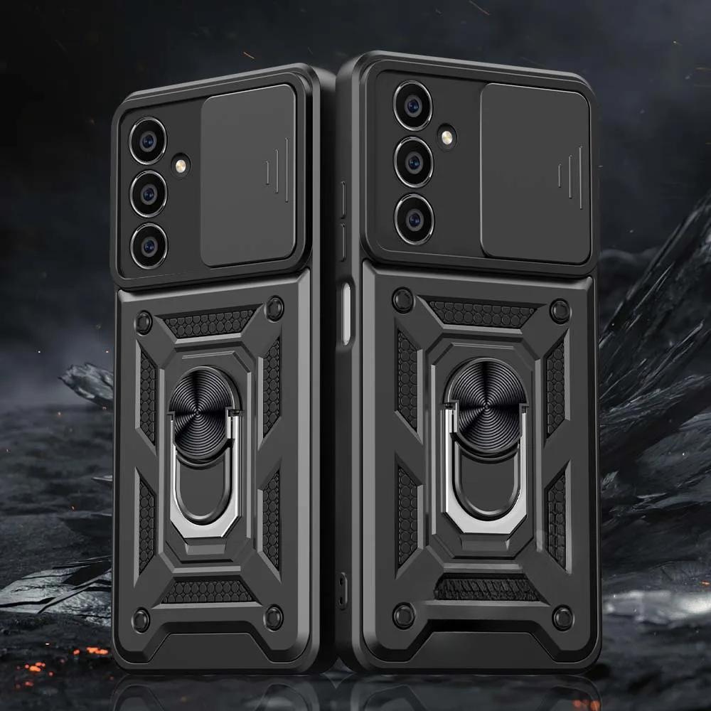 Бронированный чехол для Samsung Galaxy A17 A07 A56 A36 A26 A16 A06 A55 A35 A25 A15 A05S M56 M06 с кольцом-держателем, защитой объектива, противоударная крышка