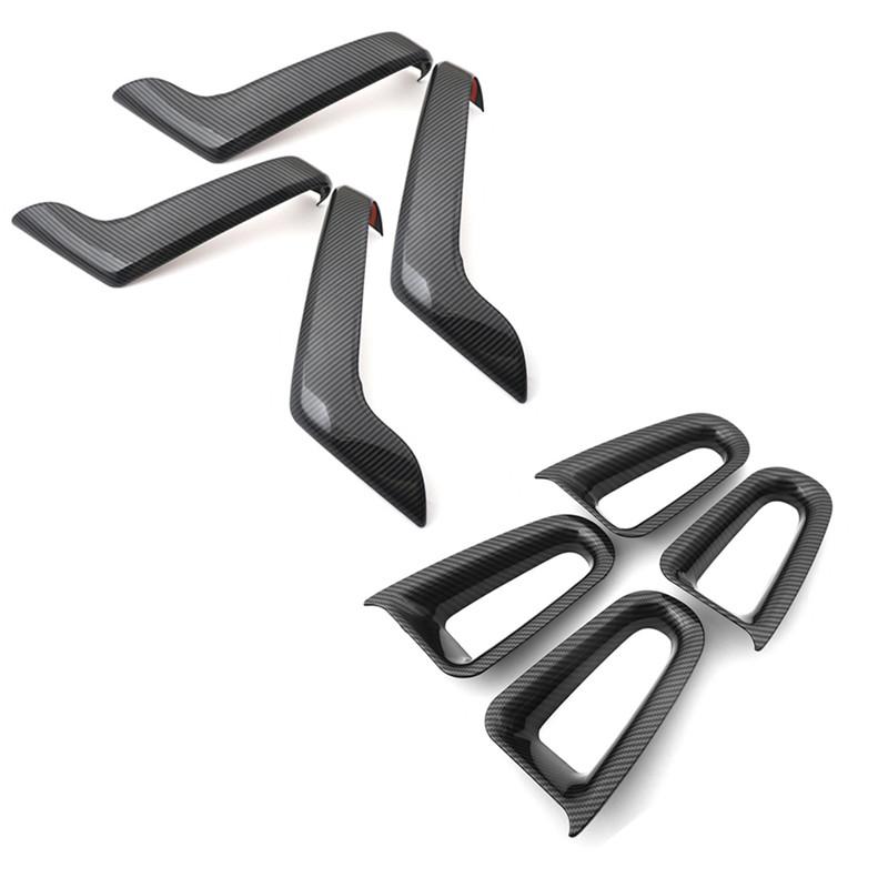 Цвет углеродного волокна, внутренние дверные ручки автомобиля, декоративная панель, дверная чаша, рама, накладка для Mercedes Benz A Class W177 CLA