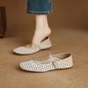 Commuter Version~ French Literary and Artistic Style Woven Hollowed-out Outer Wear Breathable Mary Jane Sandals Women's Word with Flat Shoes