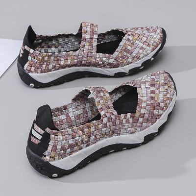 Летние пляжные туфли Мэри Джейн с оплеткой, женские повседневные тканые мягкие уличные сандалии