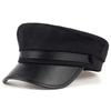 Wool Beret Cap for Women Men Navy Hat Pu Leather Outdoor Travel Hats Winter Warm Caps