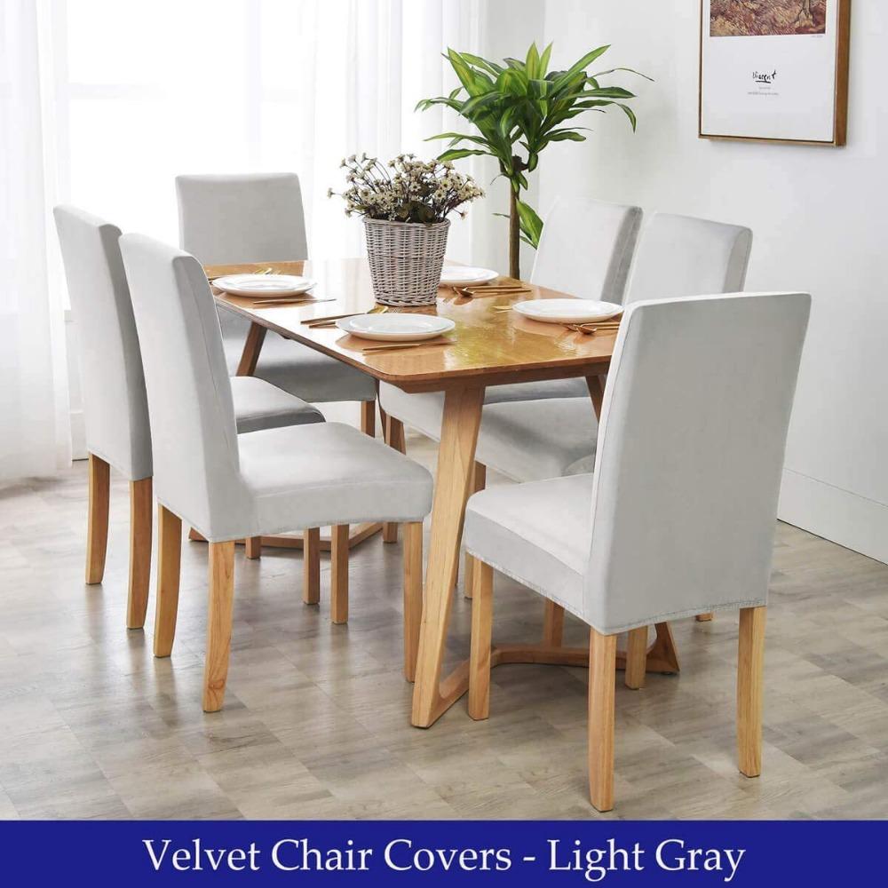 Velvet Stretch Chair Cover Silver Fox Fur Bar Dining Club Hotel Elastic Seat Slipcovers