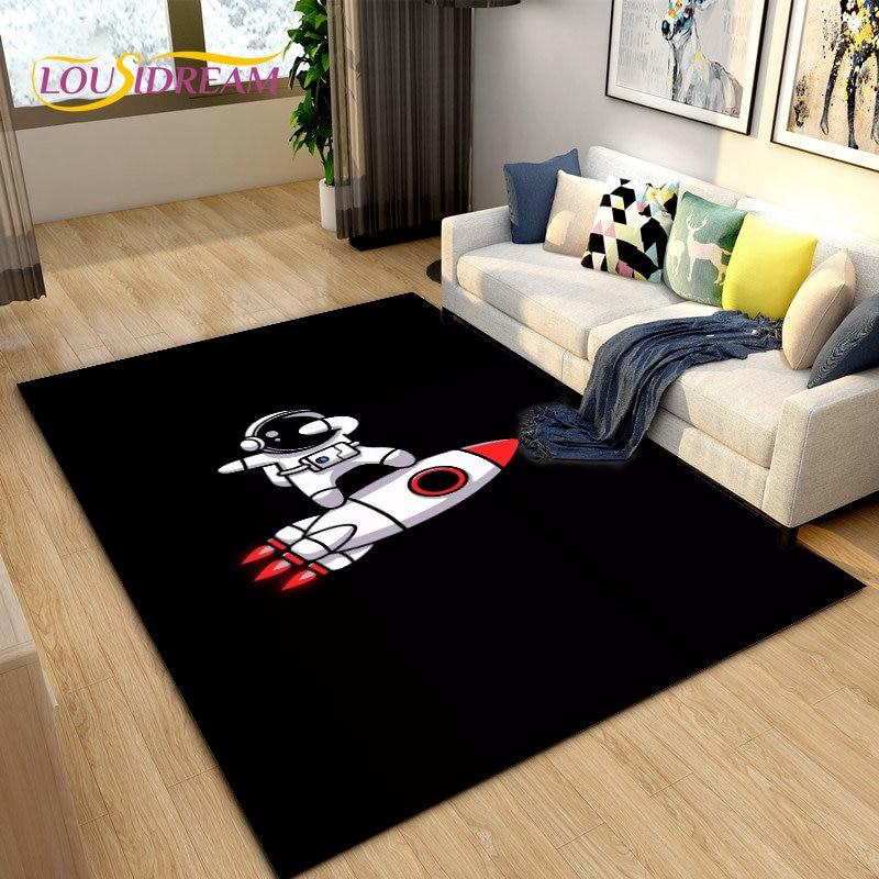 Коврик с рисунком астронавта в космосе, ковер для гостиной, украшение детской комнаты, мягкий нескользящий напольный коврик для детей