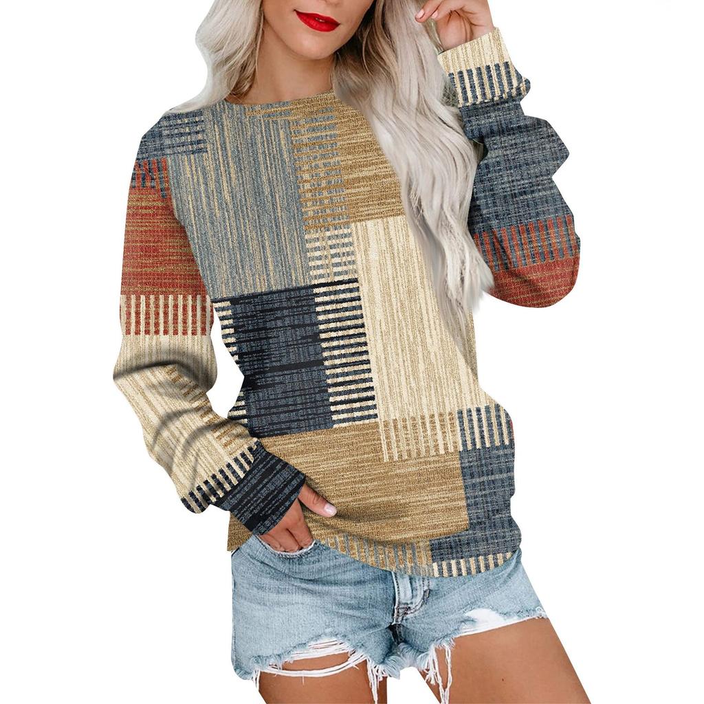 Женская толстовка с принтом, повседневная удобная свободная легкая женская толстовка с длинным рукавом и круглым вырезом