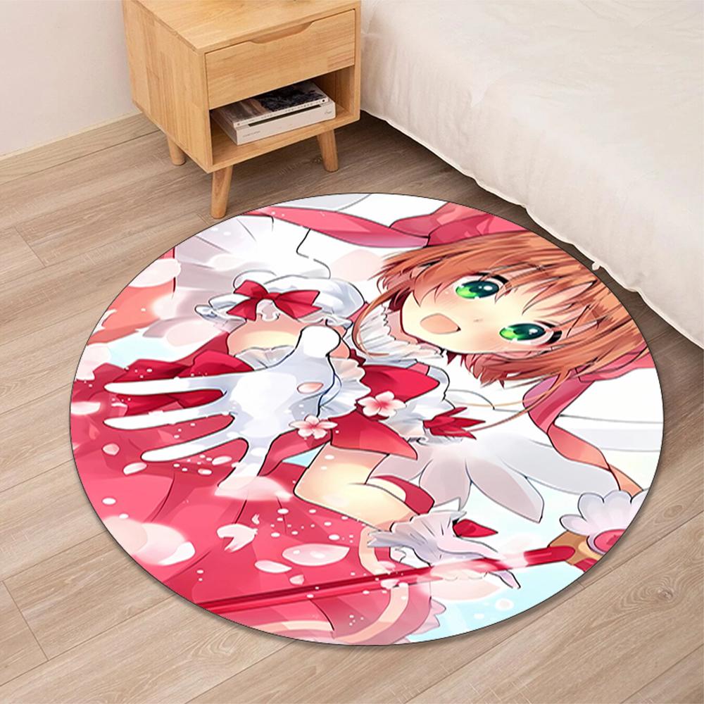 Sakura Kinomoto Printed Round Rug Carpet Chair Rug Area Rug Entryway Doormats,for Office Chair Living Room Bedroom Kitchen Room.