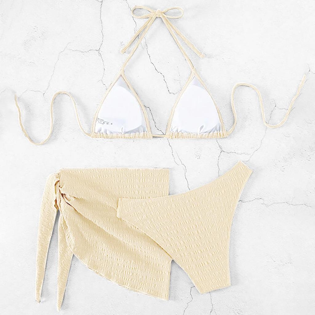 Women's Swimsuit Sexy Solid Color Fashion Split System With Bikini Three Piece Set