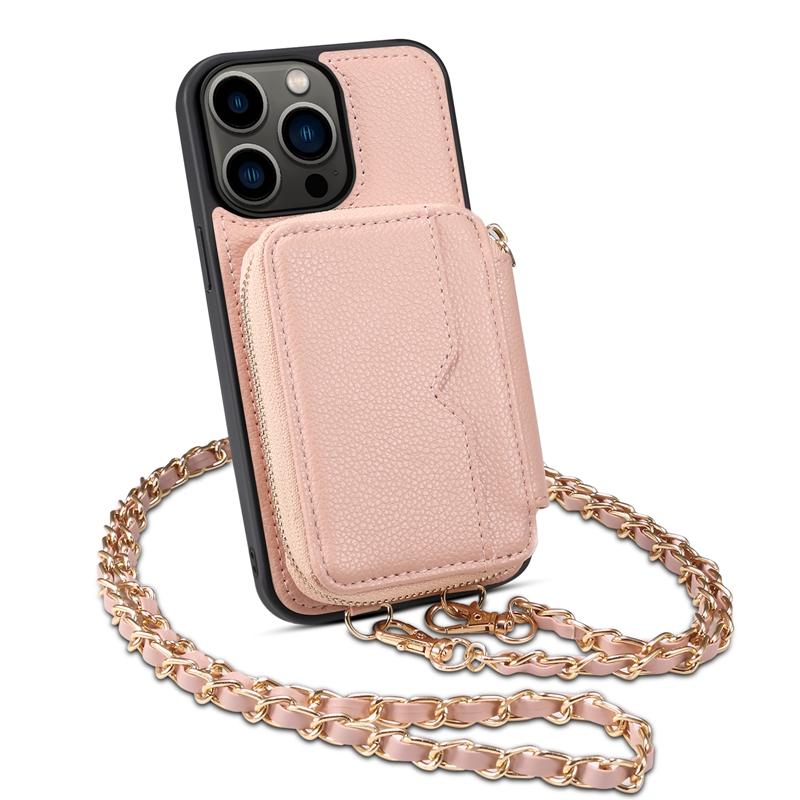 Wallet Crossbody for iPhone 12/13/14 ProMax Phone Case with Lanyard Strap Cover, PU Protective Handbag Zipper for Samsung