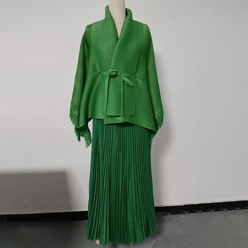 Miyake Pleats Women's 2025 Summer Oversized Casual Fashion with African Hot Stamping