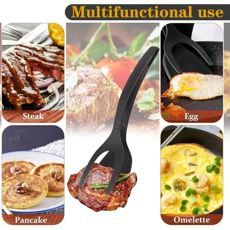Новый 2 в 1 Grip Flip Spatula Tongs, лопатка для переворачивания яиц, нейлоновое антипригарное покрытие, инструмент для приготовления блинов, рыбы, французских тостов, омлета